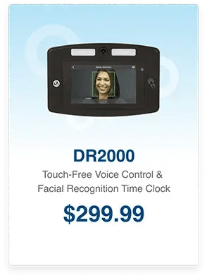 dr2000 touch-free voice control & facial recognition time clock