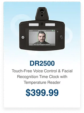 dr2500 touch-free voice control & facial recognition time clock with temperature reader dr2500 touch-free voice control & facial recognition time clock with temperature reader